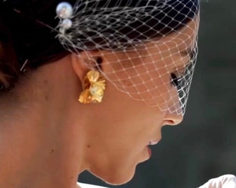 Pearl Birdcage Veil: Civil Ceremony Wedding Veil Courthouse Veil Face Pearl Headpiece
