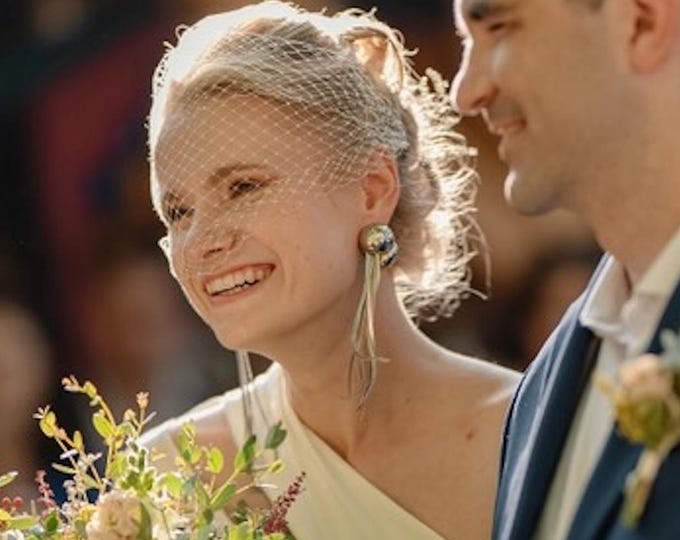 Champagne Veil Birdcage Wedding Courthouse Veil Civil Ceremony Fascinator Headpiece