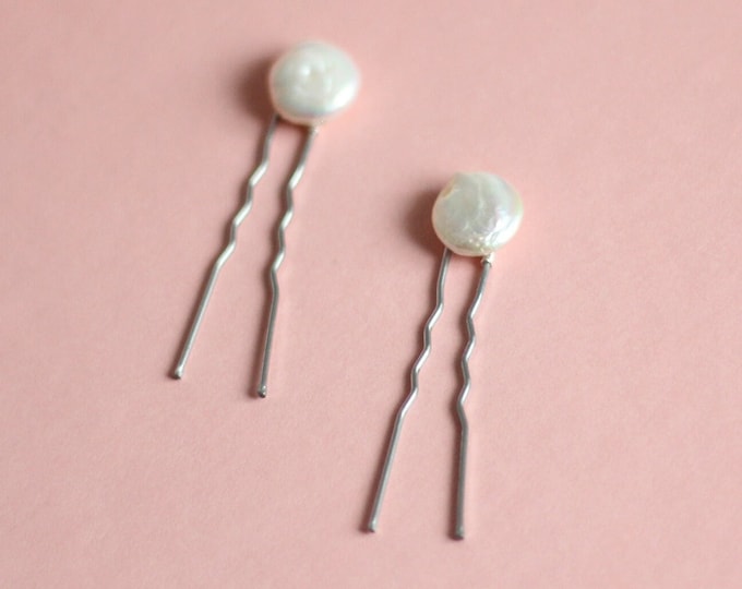 Bridal Pearl Hair Pins 2x Freshwater Pearl Hair Pins Wedding Hair Pins Natural Pearl Hair Pins Large Pearl Hair Pins Bridesmaids Gift