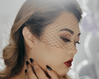 Black Birdcage Veil Short Church Veil Bachelorette Veil Masquerade Ball Veil Special Occasion