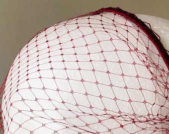 Burgundy Headband Veil Headpiece Red Birdcage Wedding Fascinator Veil Short Bridal Veil Wedding Guest