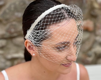 Birdcage Veil Headband Wedding Birdcage Veil Fascinator Headband with Veil Civil Wedding Courthouse