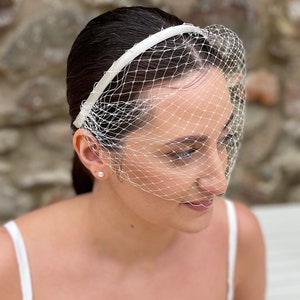 Birdcage Veil Headband Wedding Birdcage Veil Fascinator Headband with Veil Civil Wedding Courthouse