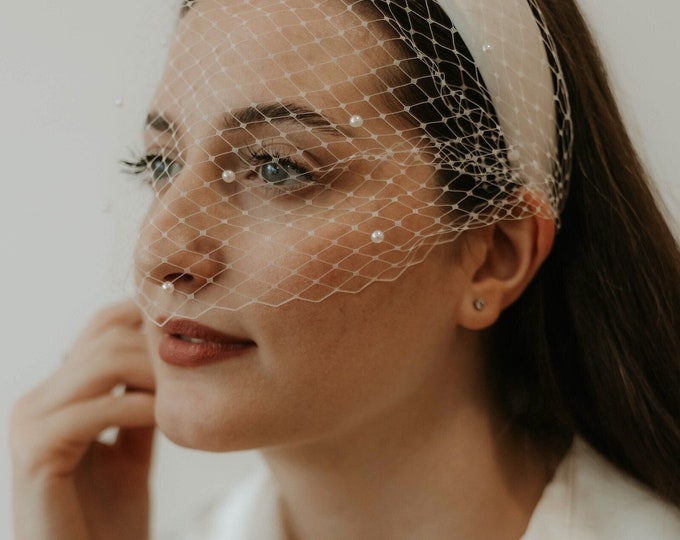 Birdcage Veil Headband Bridal Satin Headband Veil Birdcage Short Fascinator Wedding Veil Headpiece Bachelorette