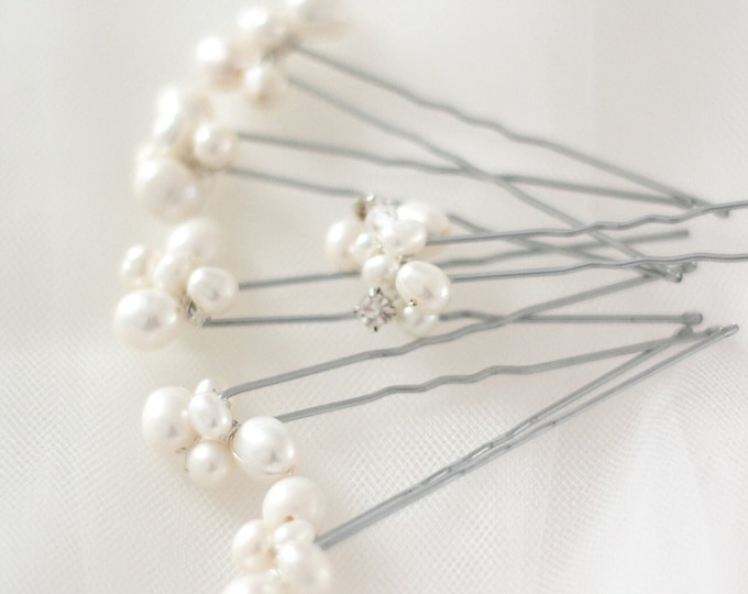 Bridal Pearl Hair Pins 6pcs, Wedding Pearl Hair Pins Freshwater Pearl Hair Accessories Bridesmaids Gift for Bride