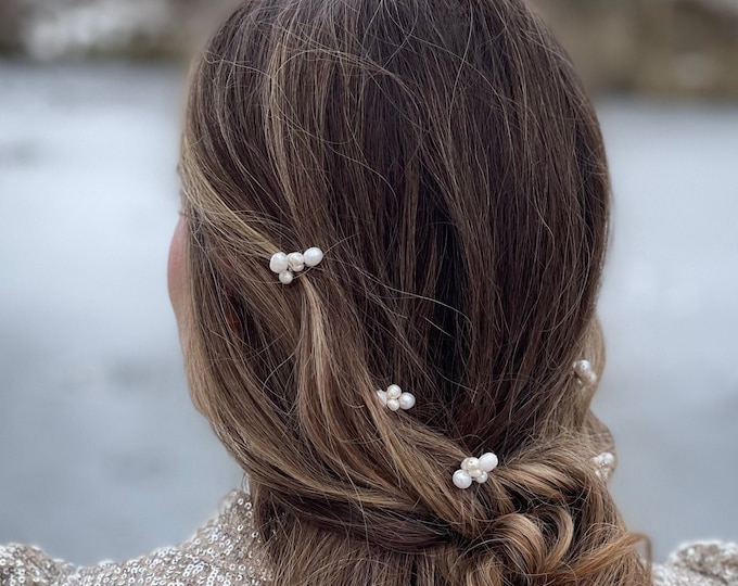 Freshwater Pearl Hair Pins Cluster Real Pearl Hair Clips Bridesmaid Hair Pins Bridal Hair Accessories Wedding