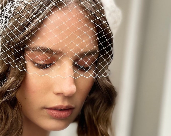 Veil Wedding Birdcage Bridal Veil for Bride Face Veil for Satin Dress Headpiece Civil Wedding Courthouse