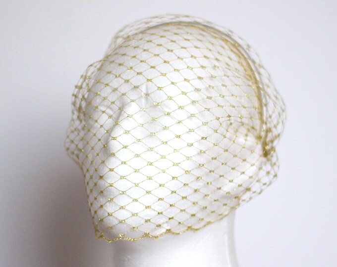 Gold Birdcage Veil on Headband Gold Bridal Veil Wedding Guest Veiled Headband Fascinator