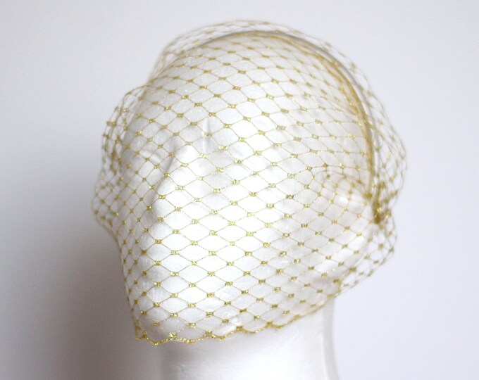 Gold Birdcage Veil on Headband Gold Birdcage Veil Headband on Veil Bridal Birdcage Wedding Guest Veil Headband