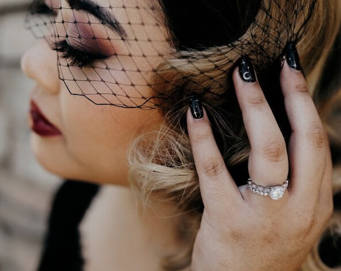 Birdcage Veil Black Wedding Veil Face Bridal Bachelorette Veil Bridesmaids