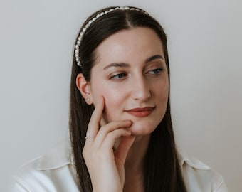 Pearl Headband Bridal Freshwater Pearl Headpiece for Wedding Pearl Head Piece for Bride