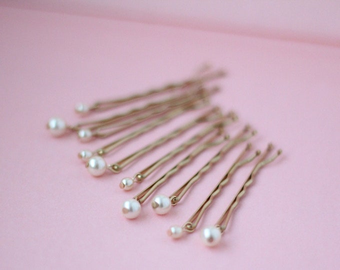 Flower Girl Hair Pins Pearl Hair Pins 10x Bridesmaids Pearl Hair Pins Round Pearl Hair Clips