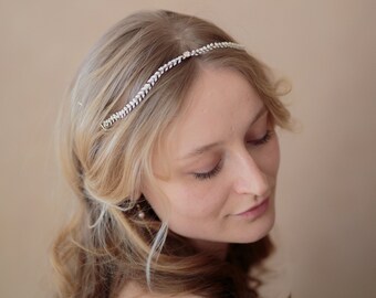 Bridal Pearl Headband, Arrow Hair Chain, Pearl Headband for Wedding, Style 412