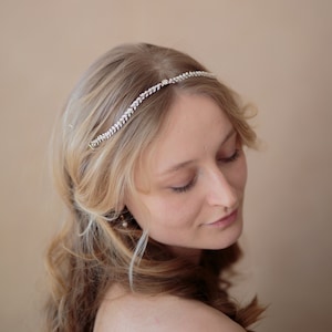 Bridal Pearl Headband, Arrow Hair Chain, Pearl Headband for Wedding, Style 412 image 1