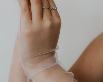 Wedding Gloves Fingerless Bridal Sleeves Minimalist Gloves Tulle Sheer Fingerless Sleeves Bachelorette Gift for Bride