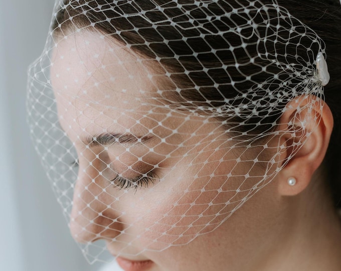 Pearl Birdcage Veil Bridal Headpiece Civil Ceremony Wedding Veil Courthouse Elopement Fascinator For Bride