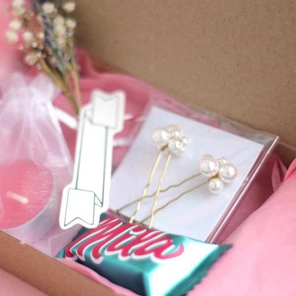 Gift Box for Her Pearl Hair Pins Gift Box for Women Christmas Gift Box Women's Gift Box Girl's Gift Box for Girlfriend Gift for Wife