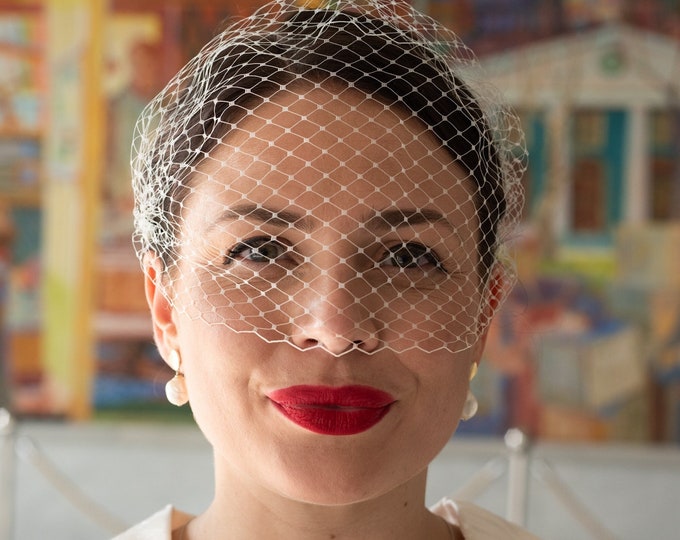 Bridal Birdcage Veil Bandeau Face Veil Civil Ceremony Wedding Courthouse Veil for Bride Bachelorette