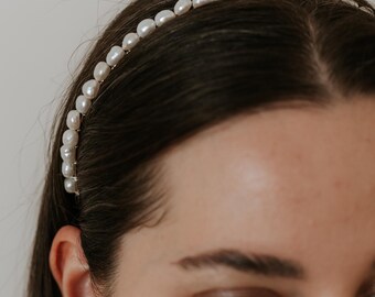 Pearl Headband Bridal Headpiece for Wedding Freshwater Pearl Hairband Wedding Head Piece for Bride Gift Bridal Party