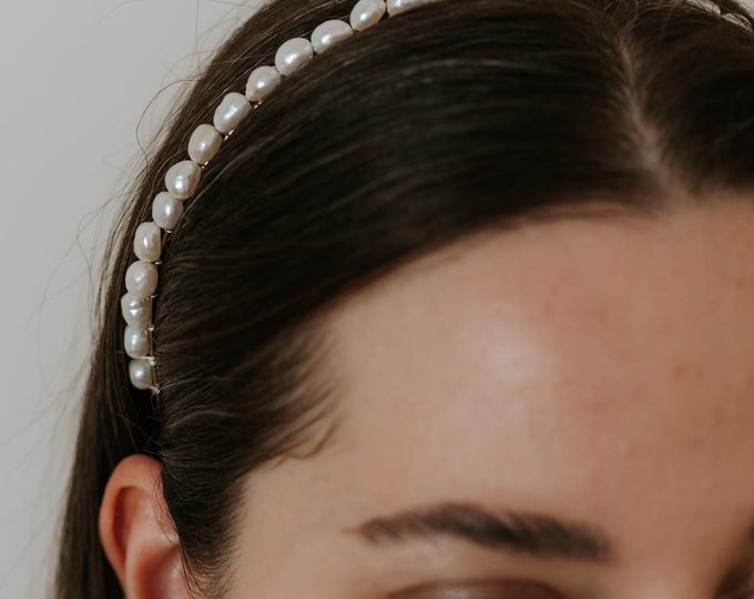 Pearl Headband Bridal Headpiece for Wedding Freshwater Pearl Hairband Wedding Head Piece for Bride Gift Bridal Party