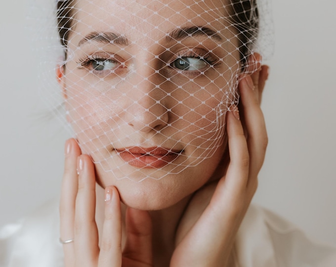 Birdcage Veil Headband Wedding Fascinator Veiled Bridal Pearl Veil Civil Wedding Courthouse Veil (0.5cm wide headband)