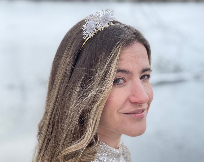 Snowflake Headband, Bridal Constellation Headband, Celestial Hair Jewelry, Winter Wedding Headband, New Years Headband