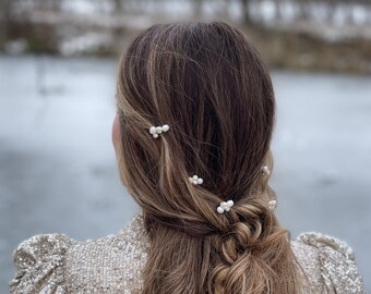 Freshwater Pearl Cluster Hair Pins 5x, Bridal & Bridesmaid Hair Pins, Modern Wedding Hair Accessories