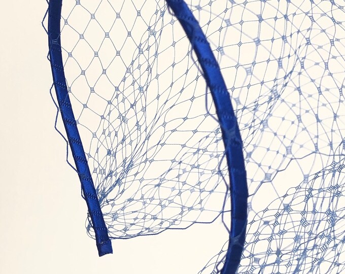 Royal Blue Veil Headband Birdcage Veil Royal Blue Fascinator Wedding Veil Birdcage Bridal Veil Wedding Guest