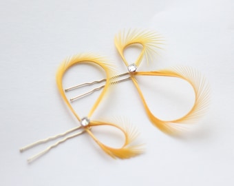 Yellow Hair Pins 2x, Buttercup Yellow, Bridal Fascinators, Maid of Honor, Bridesmaid Gift, Honeycomb Hair Pins