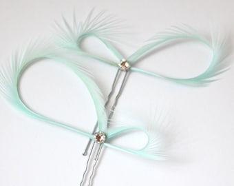 Mint Green Hair Pins, Bridal Party Mint, Bridesmaid Gift, Maid of Honor, Wedding Hair Accessories, Gift for Her