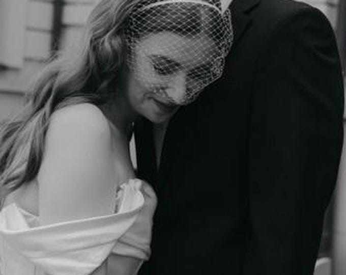 Register Office Wedding Veil Short Bridal Birdcage Veil Headband Veiled Fascinator Civil Wedding Courthouse Hairband (0.5cm wide headband)