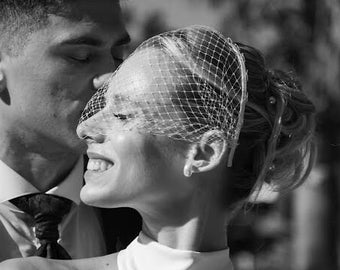 Birdcage Veil Headband Wedding Fascinator Veiled Bridal Headpiece Civil Wedding Courthouse Veil Elopement