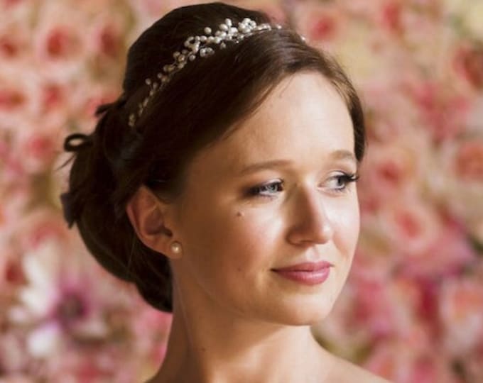 Pearl Hair Vine: Bridal Pearl Headband Wedding Headpiece with Freshwater Pearls