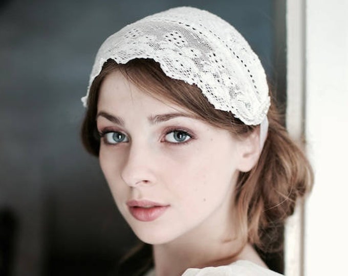 Bridal Headpiece Folk Veil Juliet Cap Veil Wedding Headpiece Vintage Style Hair Piece Lace Head Covering