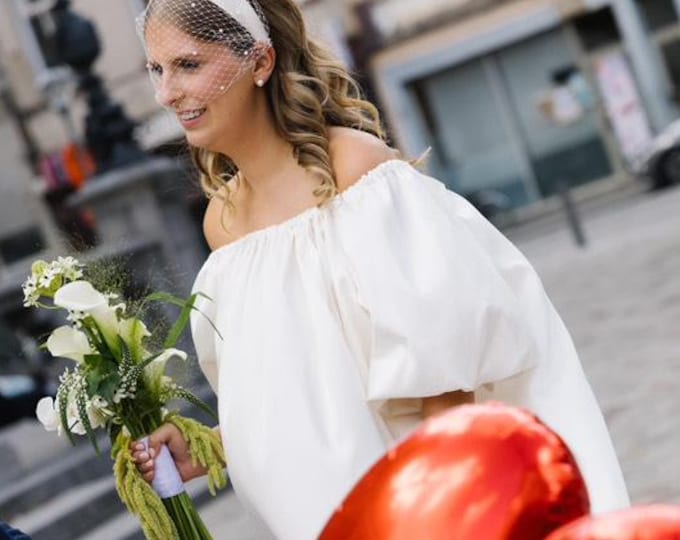 Birdcage Veil Headband Bridal Satin Headband Veil Birdcage Short Fascinator Wedding Veil Headpiece Bachelorette