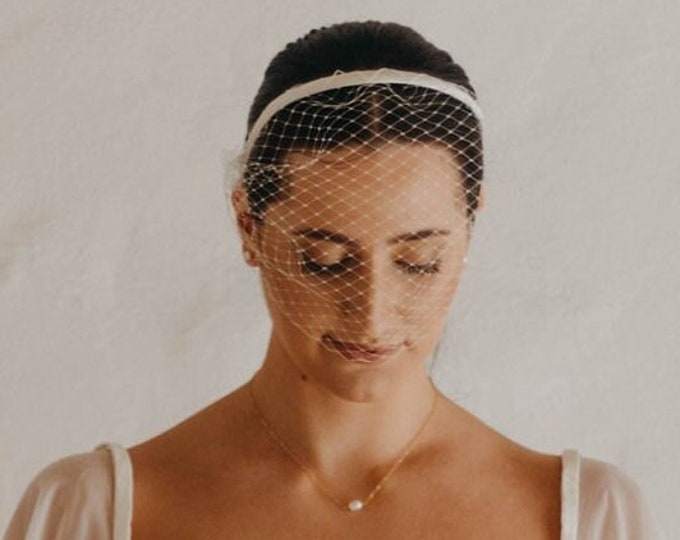 Birdcage Veil Headband, Bridal Birdcage Veil, Bridal Birdcage Fascinator, Wedding Veil Headband