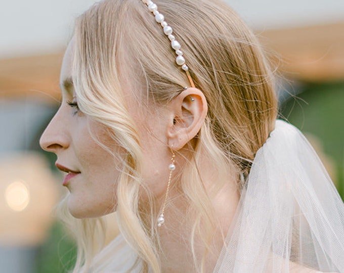 Pearl Headband Bridal Headpiece for Wedding Freshwater Pearl Headband Wedding Hair Piece for Bride