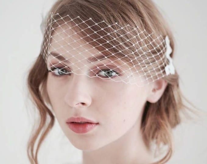 Mini Birdcage Veil Short Birdcage Veil Bridal Lace on Veil Bandeau Wedding Veil Civil Wedding Veil Courthouse