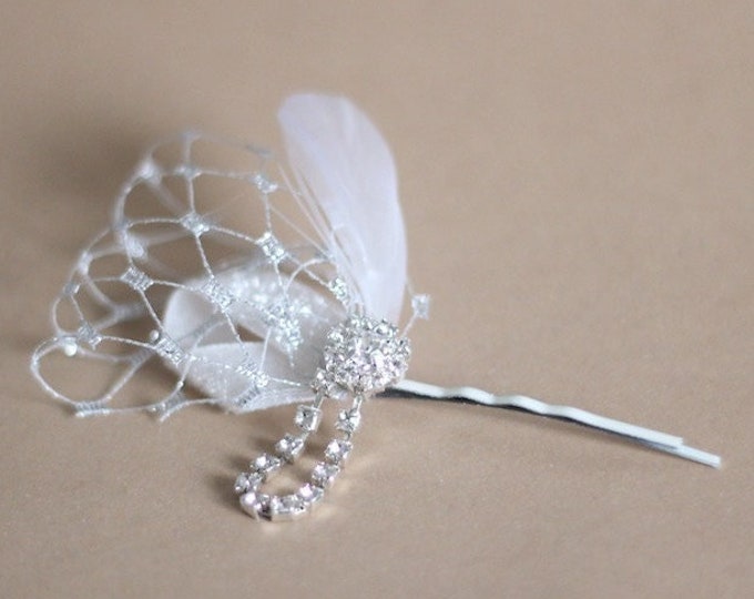 Silver Fascinator Silver Bobby Pins Bridal Hair Pin Rhinstone Hair Accessories Wedding Hair Pin Bridesmaid Hair Pin Bridal Party Hair Pin