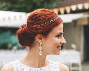 Pearl Hair Chain Bridal Pearl Headband One Strand Hair Chain Bridesmaid Gift Pearl Wedding Headpiece
