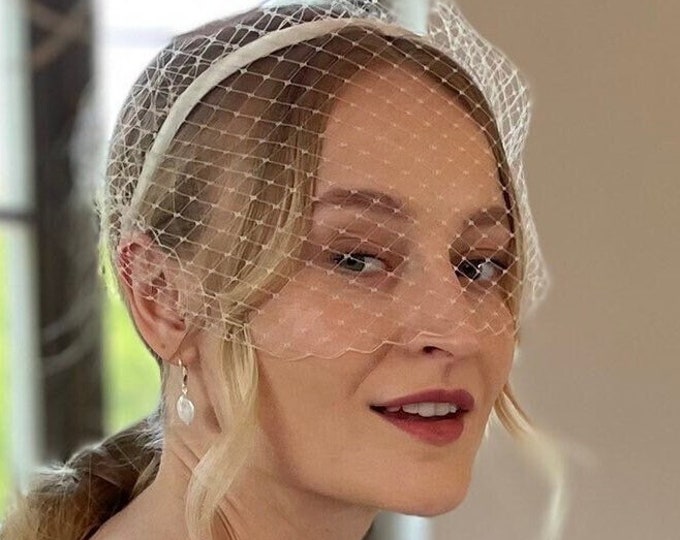 Birdcage Veil Headband with Veil Bridal Birdcage Veil Bird Cage Fascinator Wedding Veil Headband