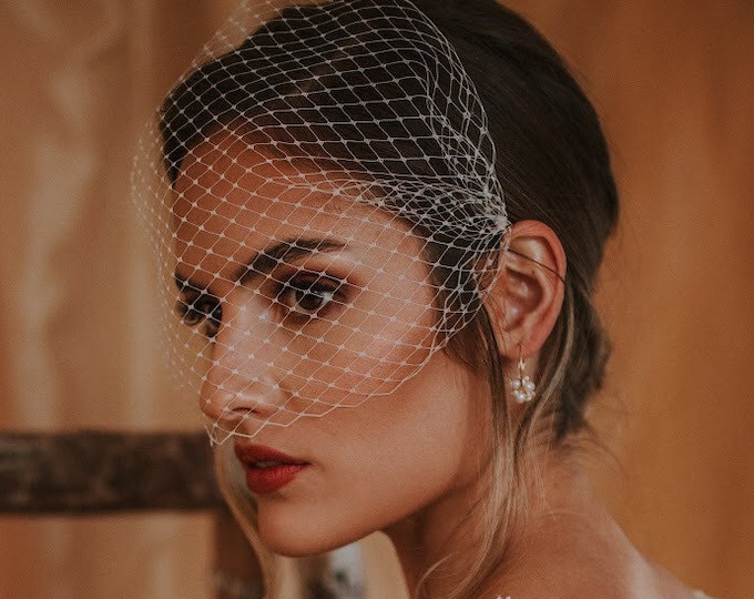 Bird Cage Veil Mask Wedding Birdcage Veil, Plain Birdcage Veil, Ivory Veil, Champagne Veil, Black Veil, Custom Color