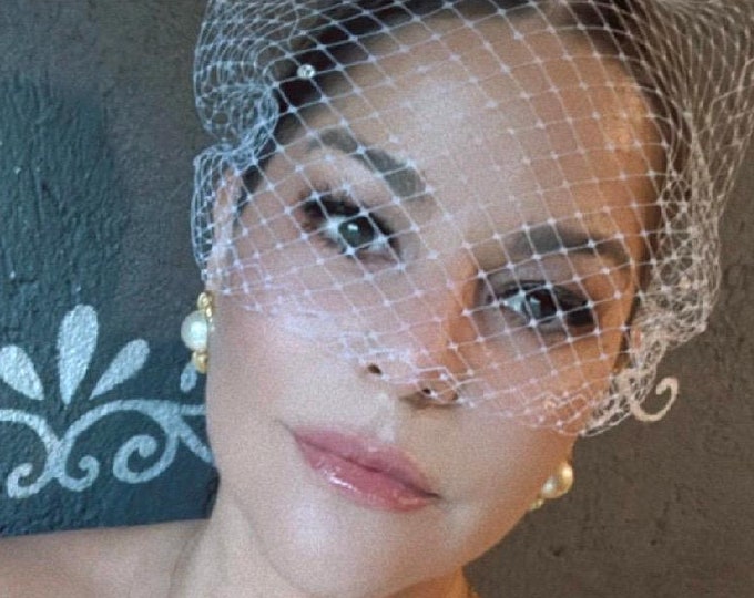 Rhinestone Birdcage Veil Bridal Crystal Veil Wedding Bird Cage Veil Party Veil Short