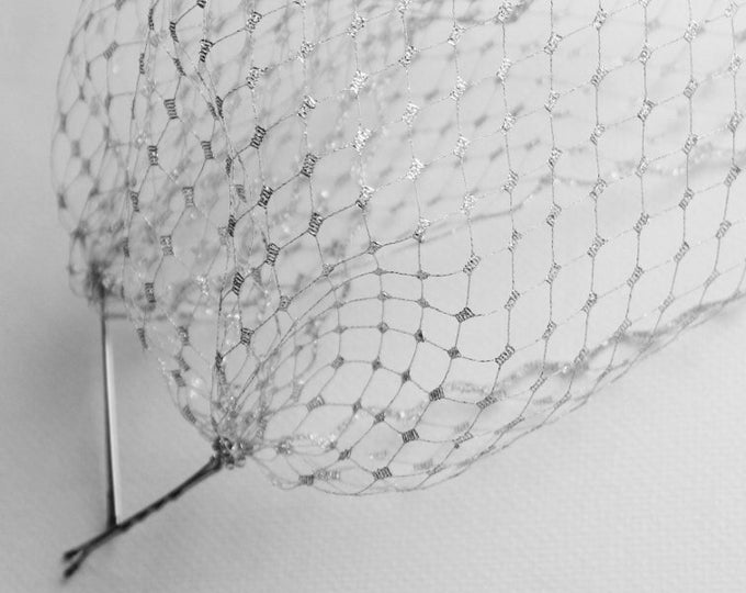 Silver Birdcage Veil Bridal Bandeau Veil Metallic Silver Wedding Veil Gold Wedding Veil Party Veil Bridemaids Veil