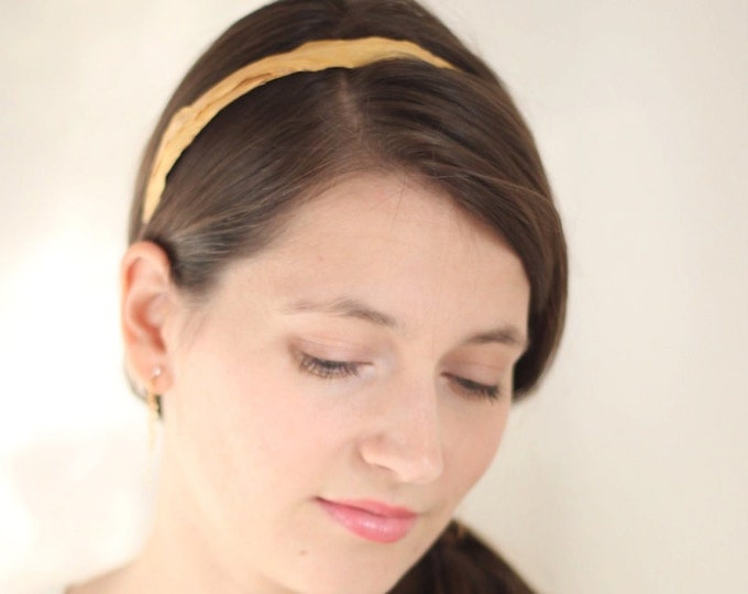 Gold Feather Headband, Gold Feather Hairband, Bridal Headband, Grecian Headband, Bridesmaid Gift, Wedding Gold Headband, Silver Headband