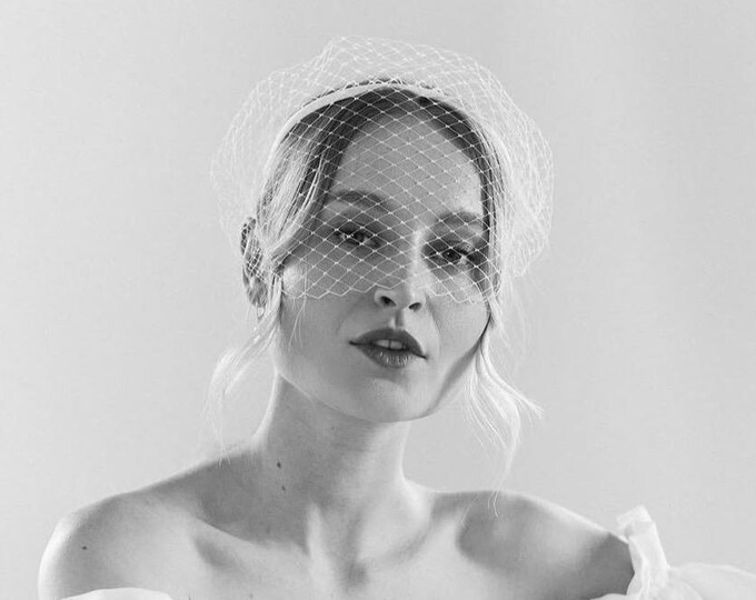 Birdcage Veil Headband Wedding Birdcage Veil Fascinator Headband with Veil Civil Wedding Courthouse