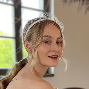 Birdcage Veil Headband with Veil Bridal Headpiece with Veil Wedding Fascinator Veil Headband for Courthouse Wedding Civil Ceremony