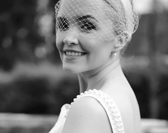 Bridal Birdcage Veil Headband: Town Hall Wedding Headpiece Veiled Fascinator Elopement Wedding