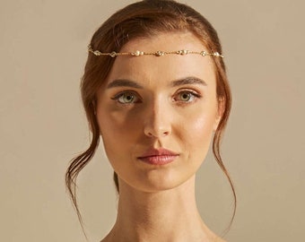 Wedding Hair Chain Pearl Bridal Crystal Headpiece Head Chain Pearl Headband Rhinestone Hair Accessories Wedding Guest
