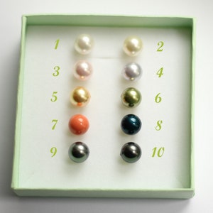Large Pearl Bridal Earrings, Custom Color Pearl, Bridesmaids Earrings, Sterling Silver Wedding Earrings image 2